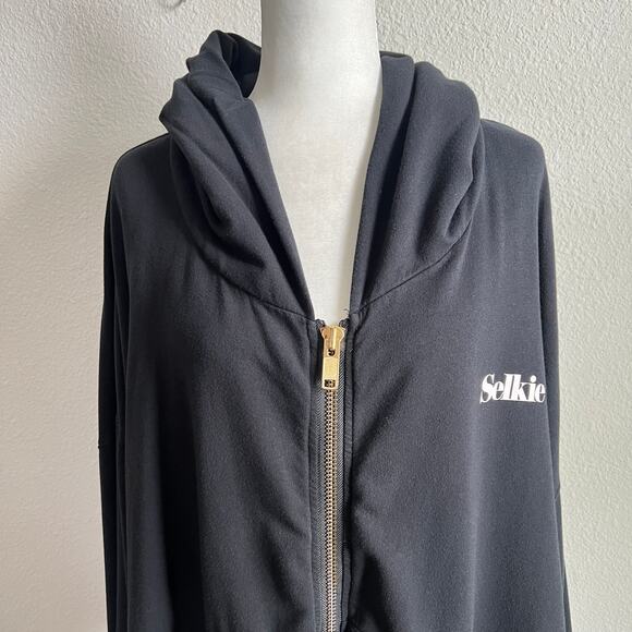 Selkie Black Caviar Logo Pillow Zip Up Hoodie Women's 6X Plus Size Sweatshirt - Picture 3 of 7